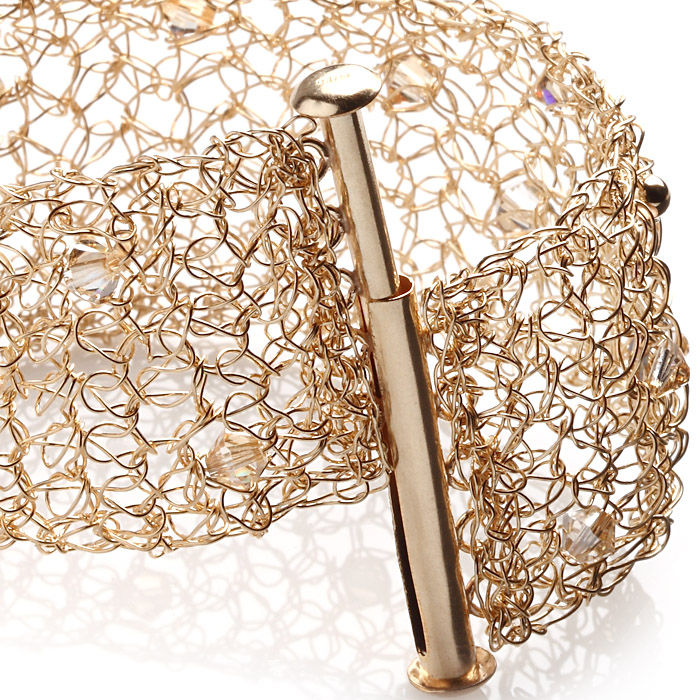 Mesh 5 rows & European crystal beads beads  bracelet