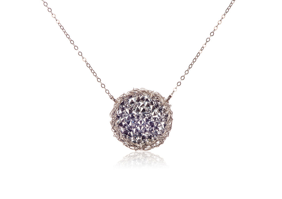 Thumbnail: Mesh European crystal circle necklace