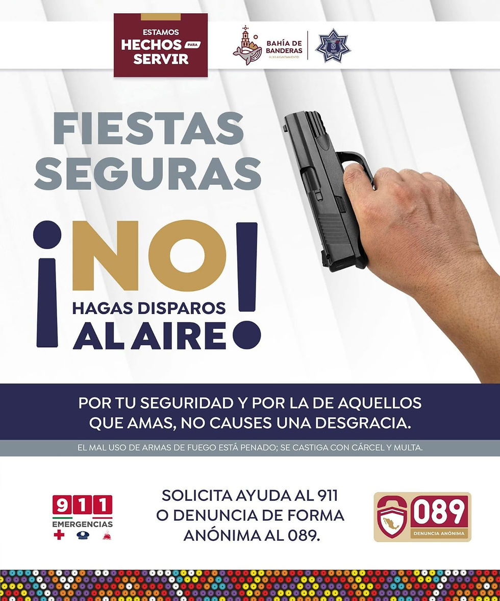 Seguridad Ciudadana de Bahía de Banderas emite llamado preventivo para evitar disparos al aire durante Año Nuevo