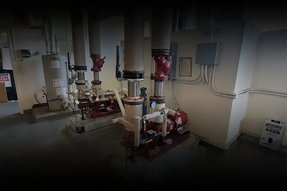 commercial heat pumps in boiler room
