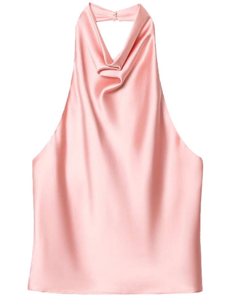 Thumbnail: Satin Cowl-Neck Halter Top