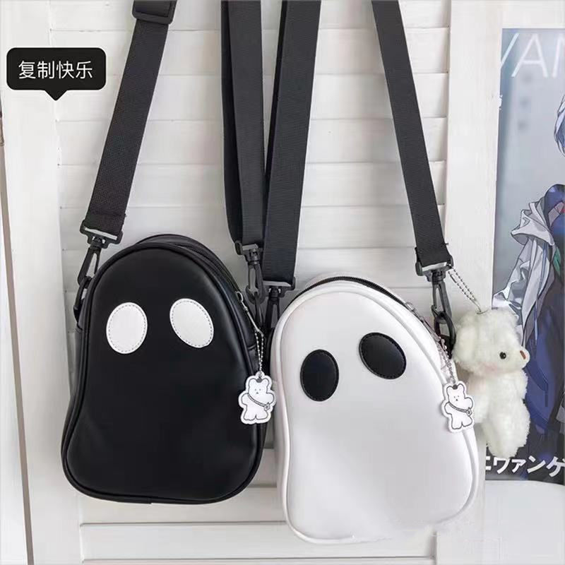 Thumbnail: Japan Style Ghost Bag PU Casual Solid Zipper Soft Shoulder Bags Pures And Bags C