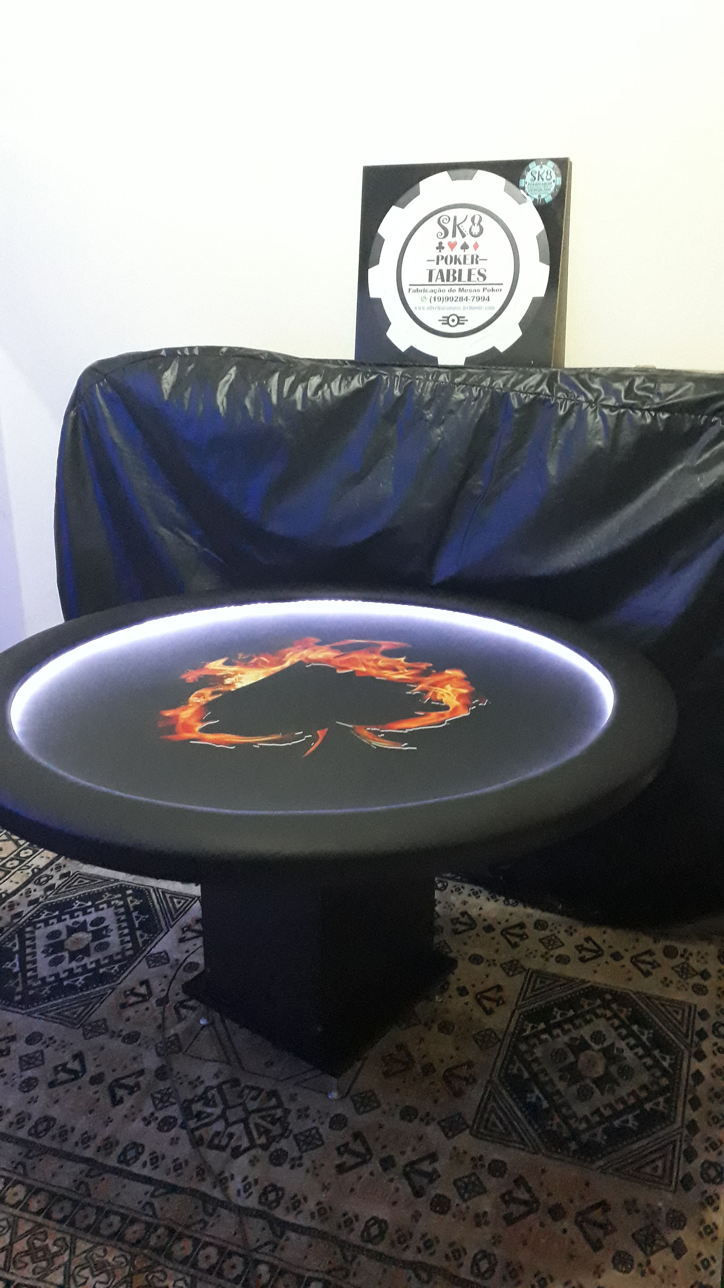 #Sk8Poker Carteado Redonda Borda Alta (8 lugares) C/ Leds e C/ Impressão Digital