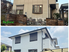 外壁塗装工事前と工事後の川西市の家