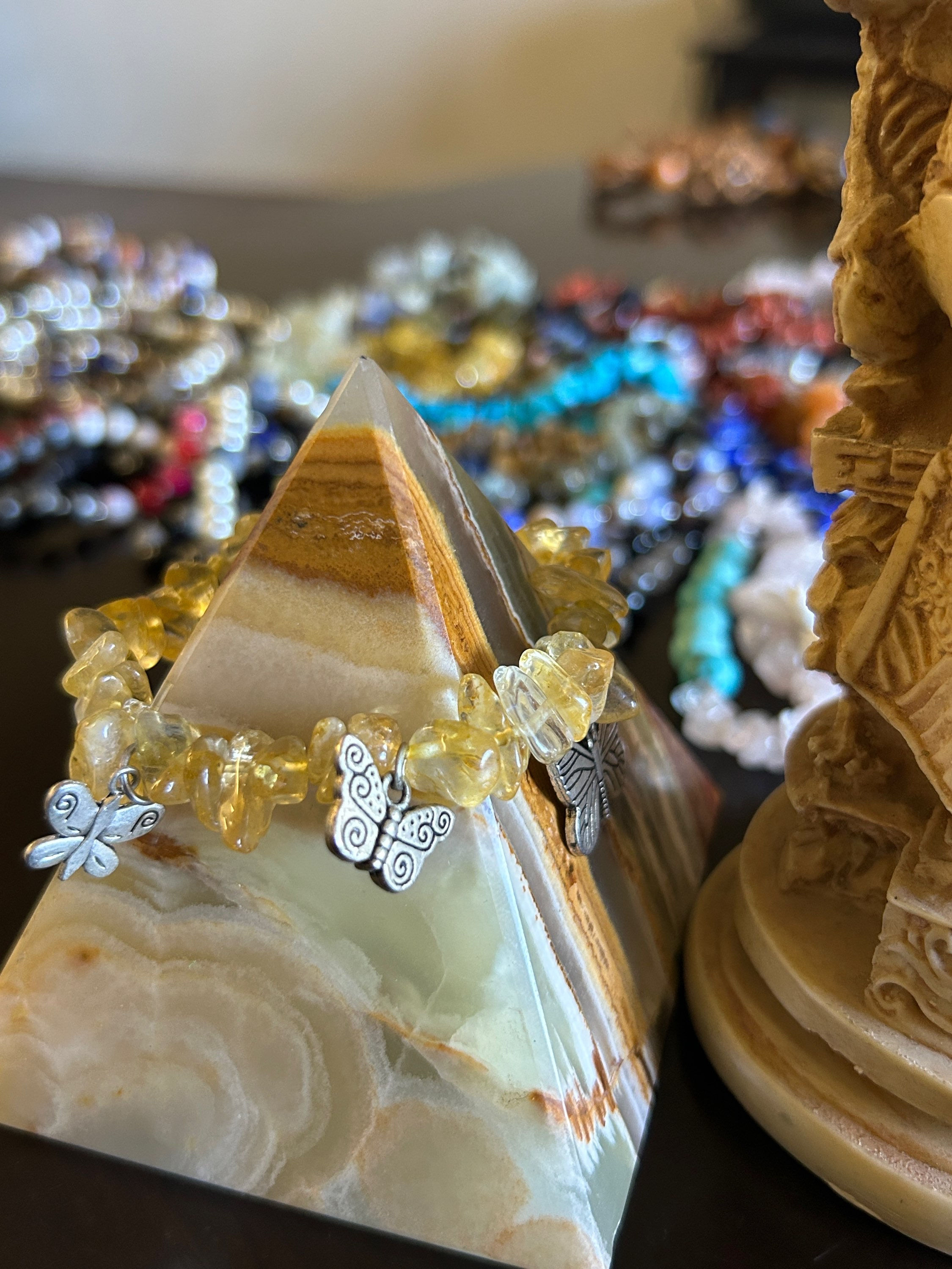Citrine w/ 5 butterfly charms 