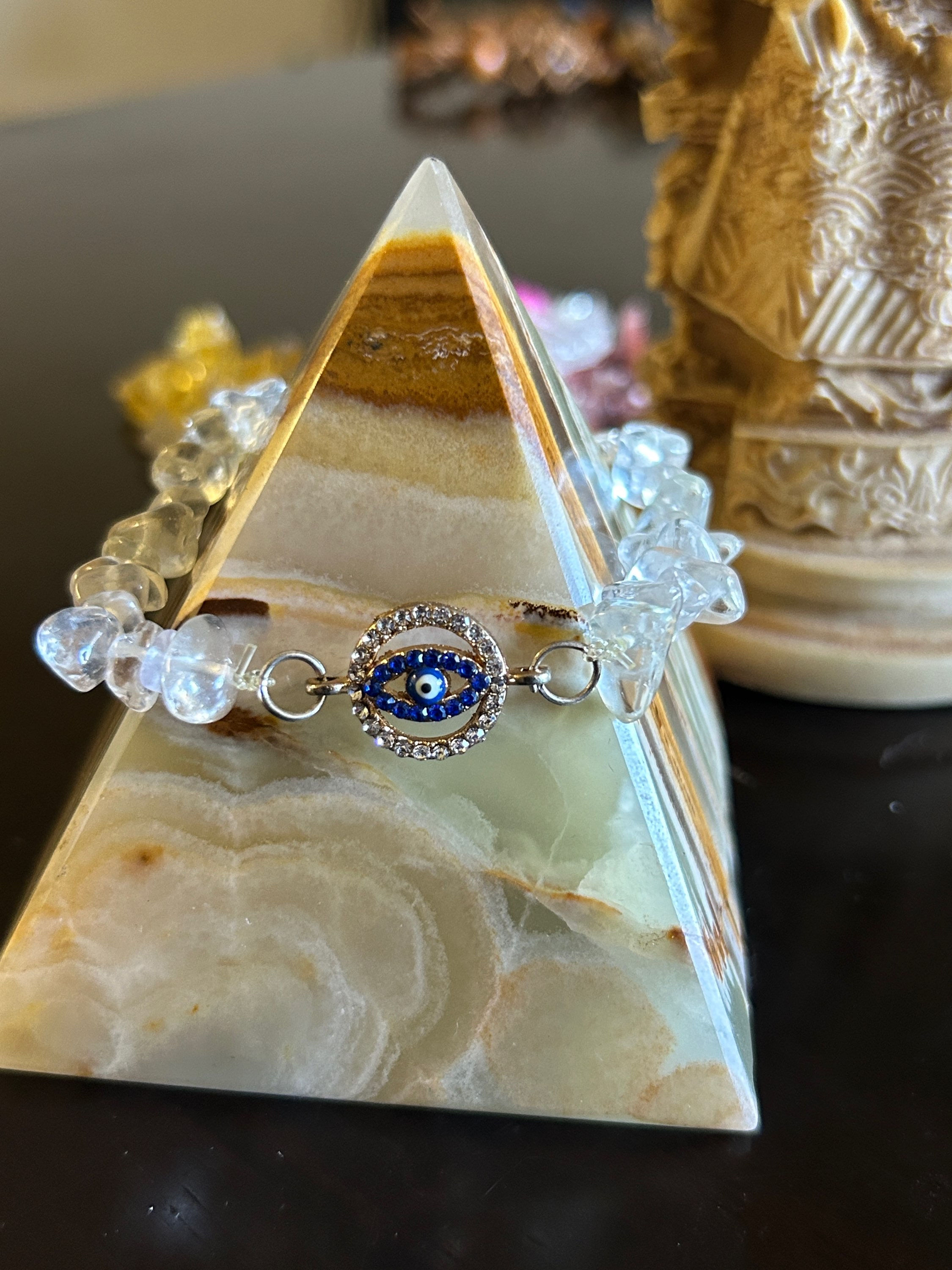 Clear Quartz w/ Evil Eye Pendant 
