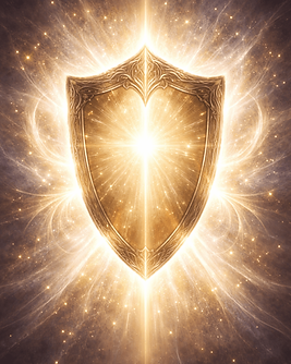 a shield of light, glowing with celestial power