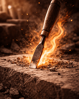 a chisel and flame