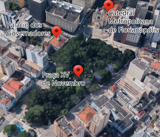 mapa região da praça XV de Novembro. Fonte: Google maps - Adaptado