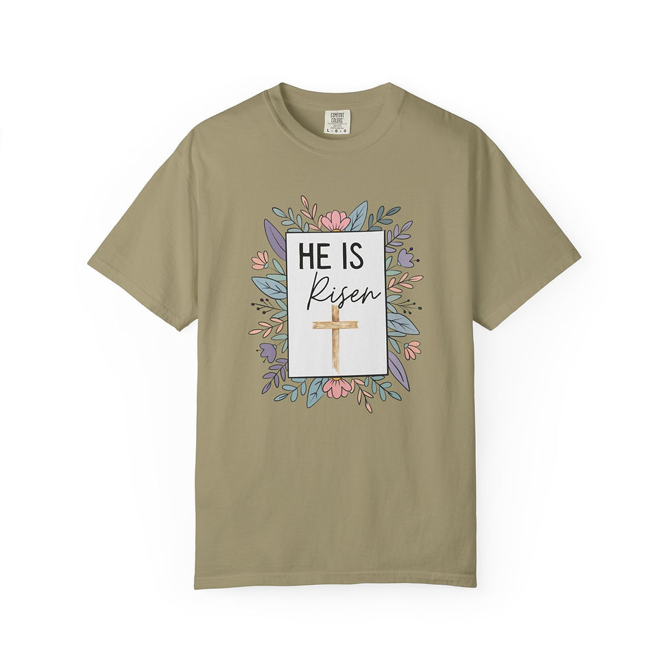 Thumbnail: He Is Risen T-Shirt — Floral Easter Christian Tee
