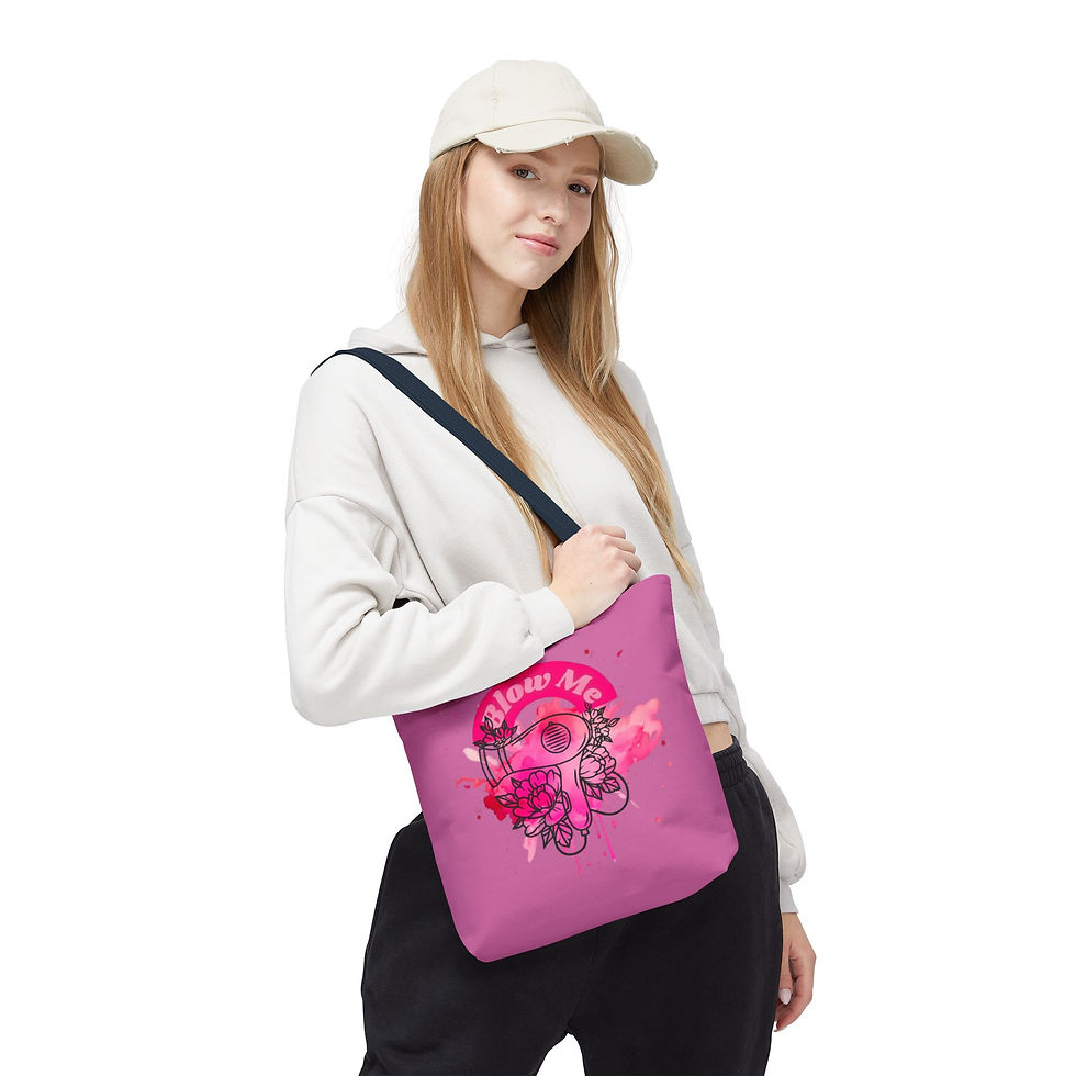 Thumbnail: Pink 'Blow Me' Hair Dryer Floral Tote Bag