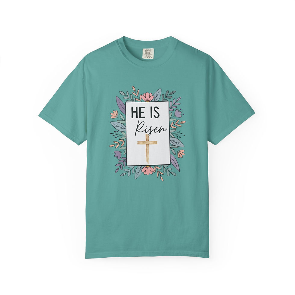 Thumbnail: He Is Risen T-Shirt — Floral Easter Christian Tee