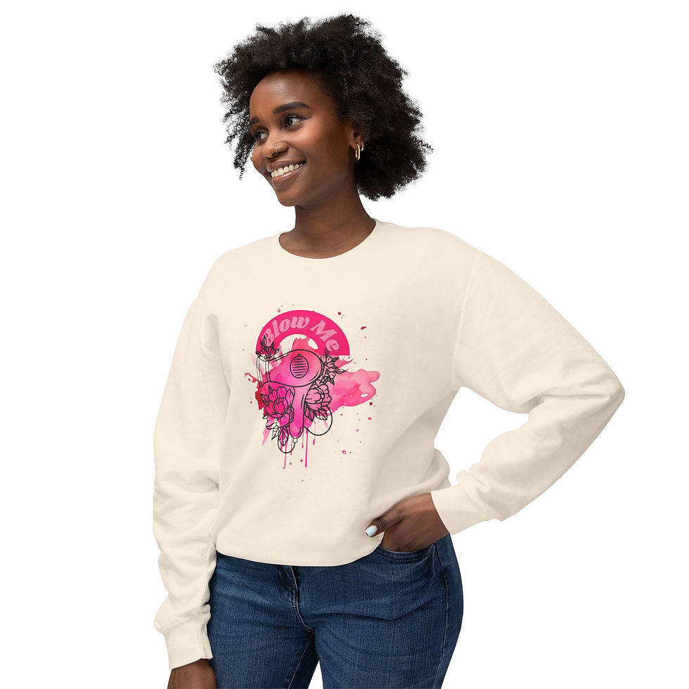Thumbnail: Blow Me Pink Retro Hair Dryer Crewneck Sweatshirt