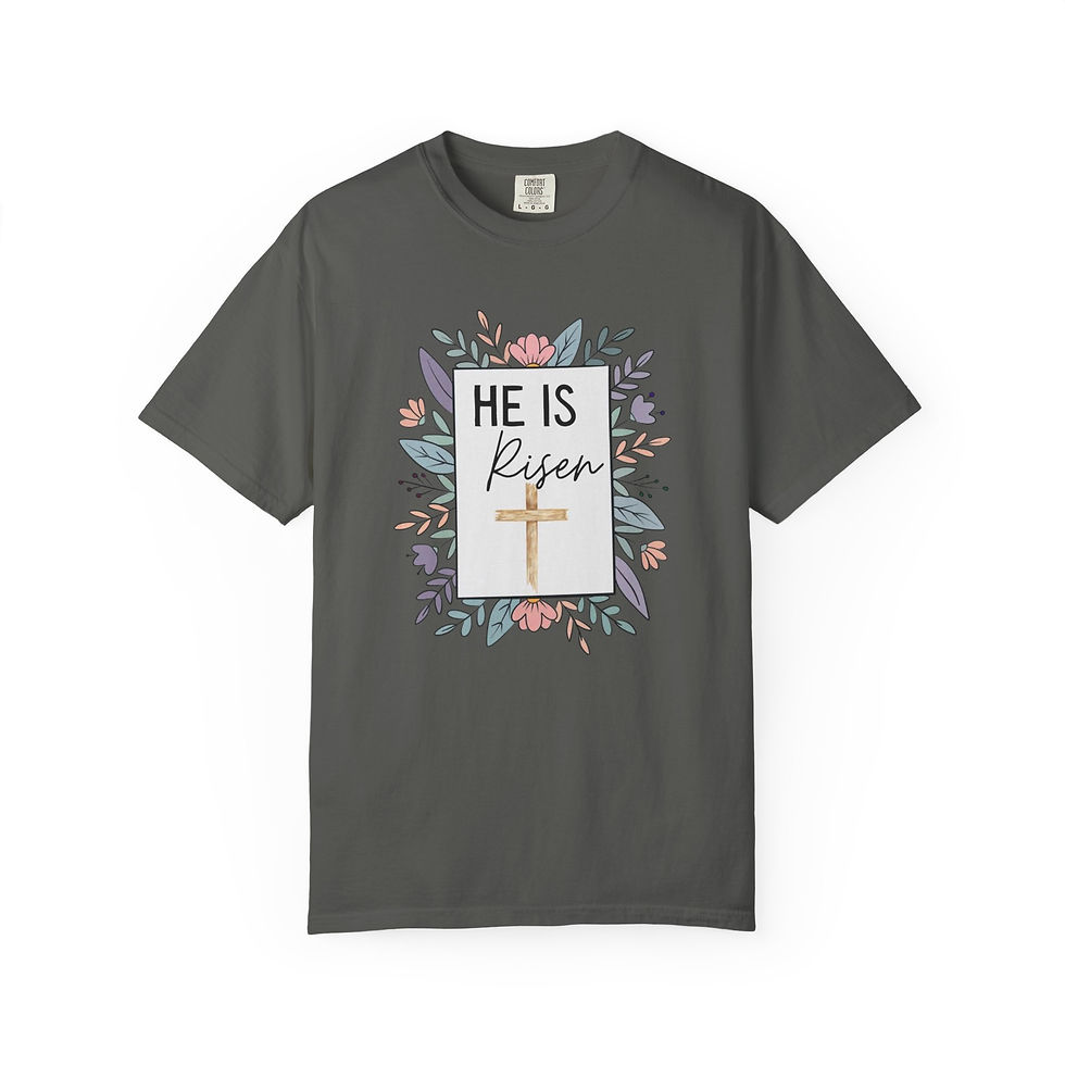 Thumbnail: He Is Risen T-Shirt — Floral Easter Christian Tee