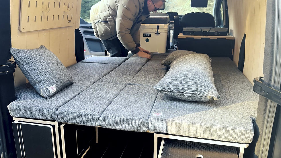 Thumbnail: Torridon: Unequal split sliding bed with extending storage / cook station