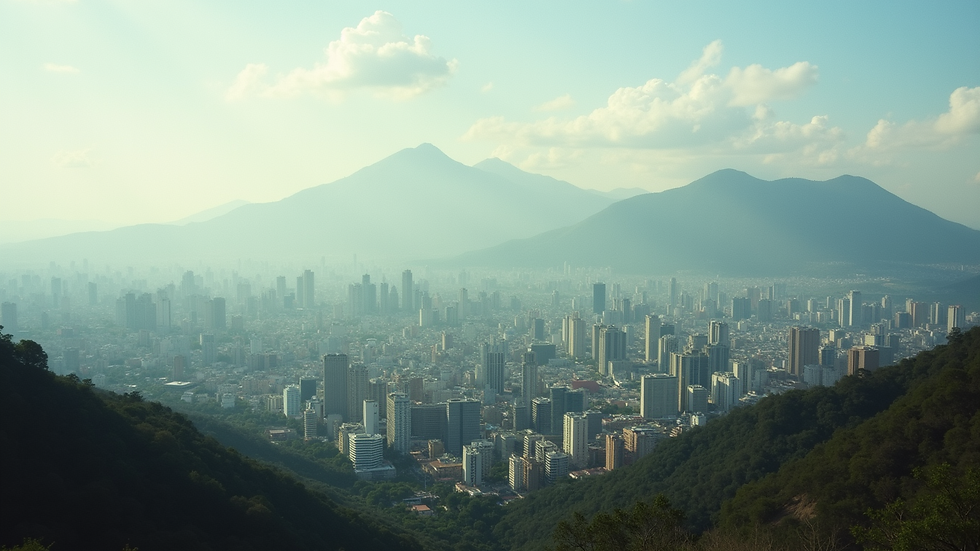Vista panorámica de Caracas con sus montañas al fondo