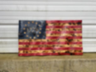 Waving Wooden 1776 American Flag