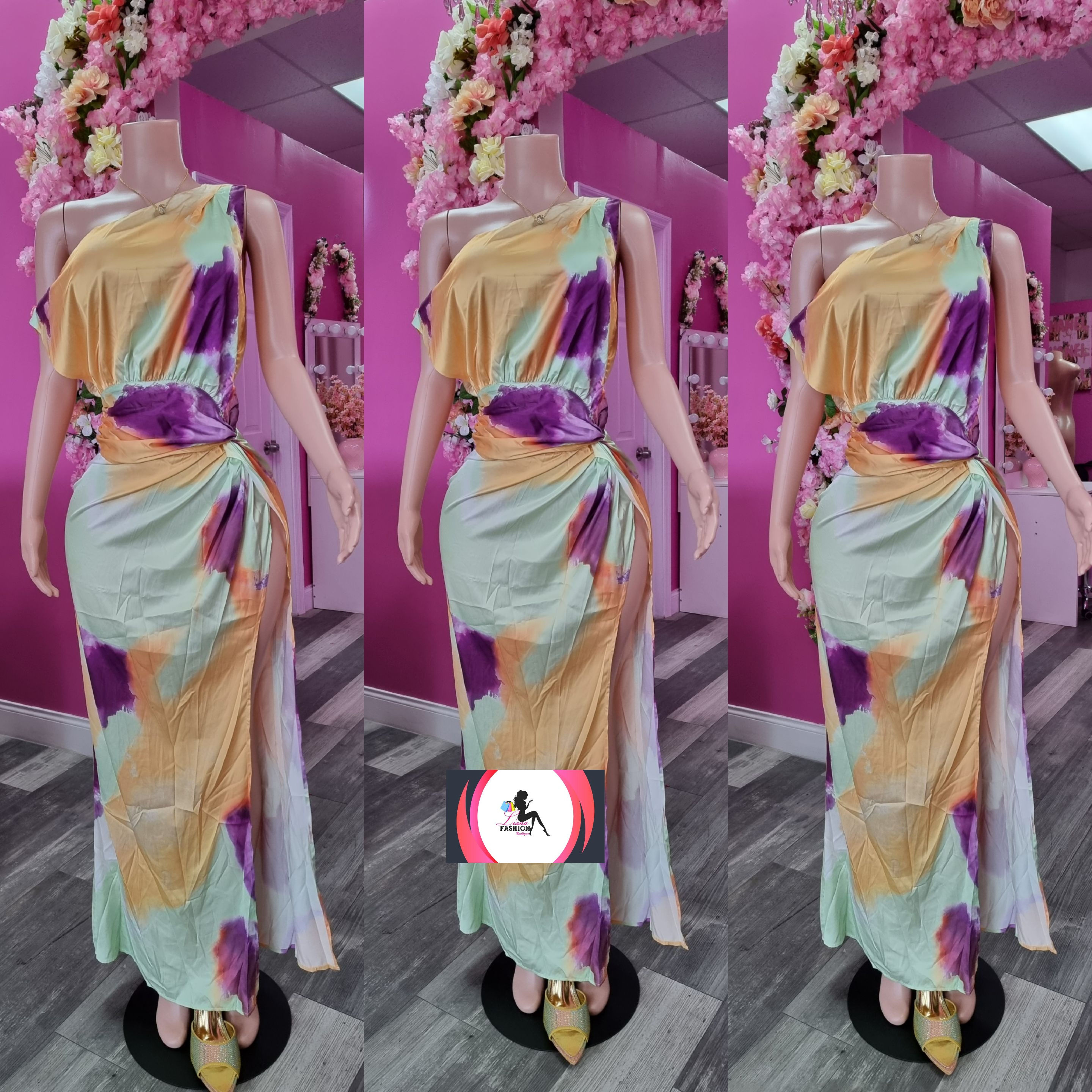 Off Shoulder Long Slit Dress