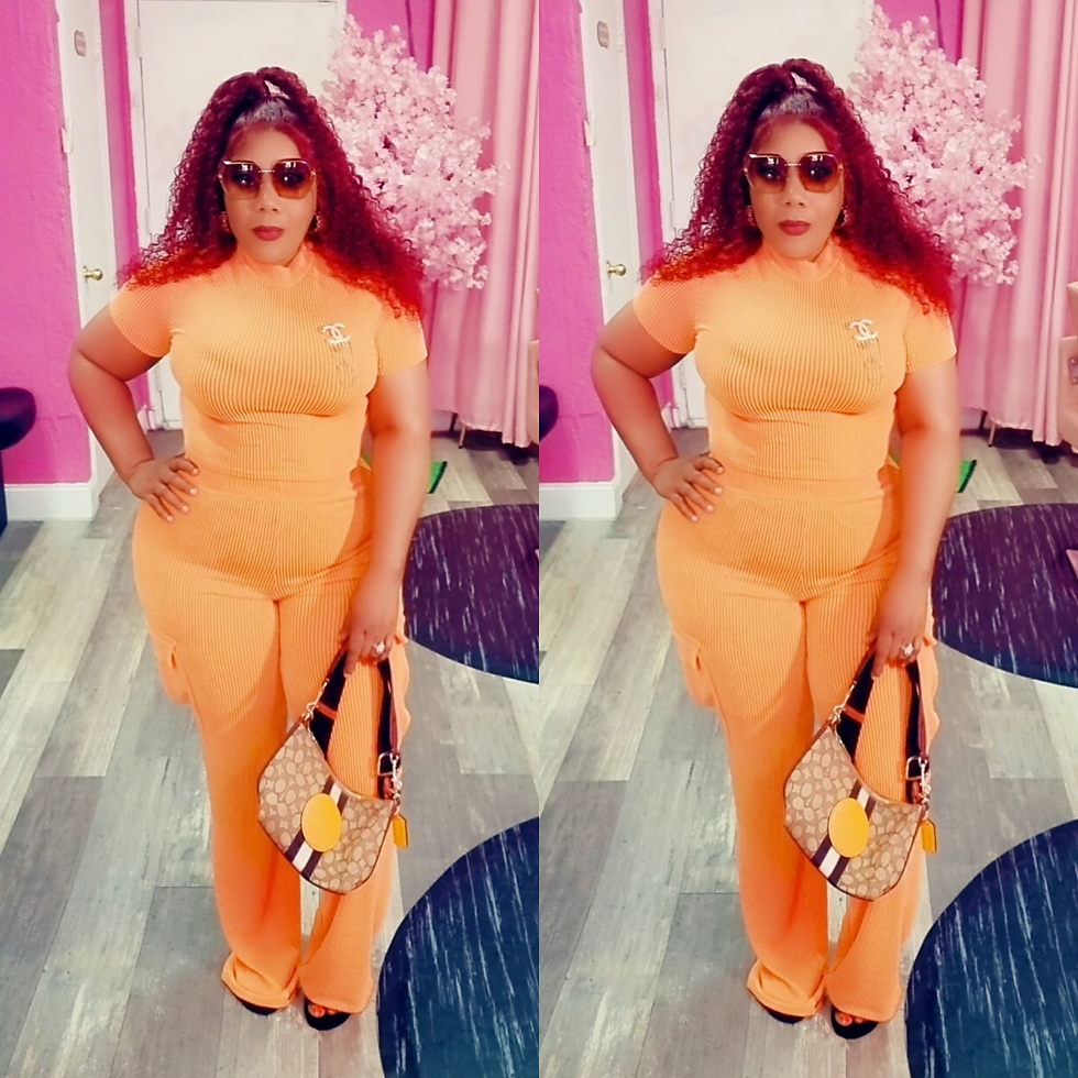 Two Piece Pants Set/Orange 