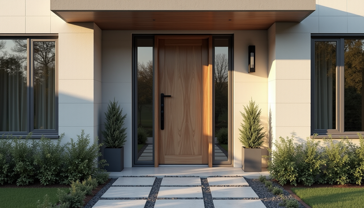 Eye-level view of a newly installed composite front door in a Manchester residence