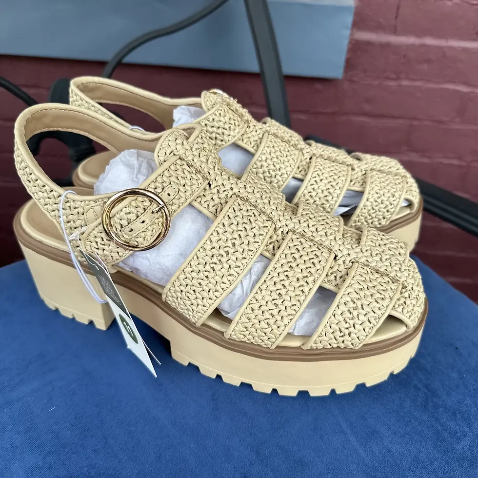 NWT Wild Fable Elide Raffia Fisherman Platform Heels Sandals Size 11