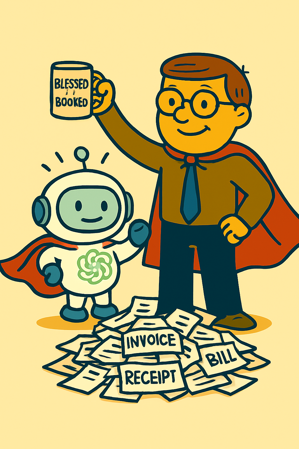 Bookkeeper and bot, united at last. Conquering receipts, one AI-powered memo at a time.