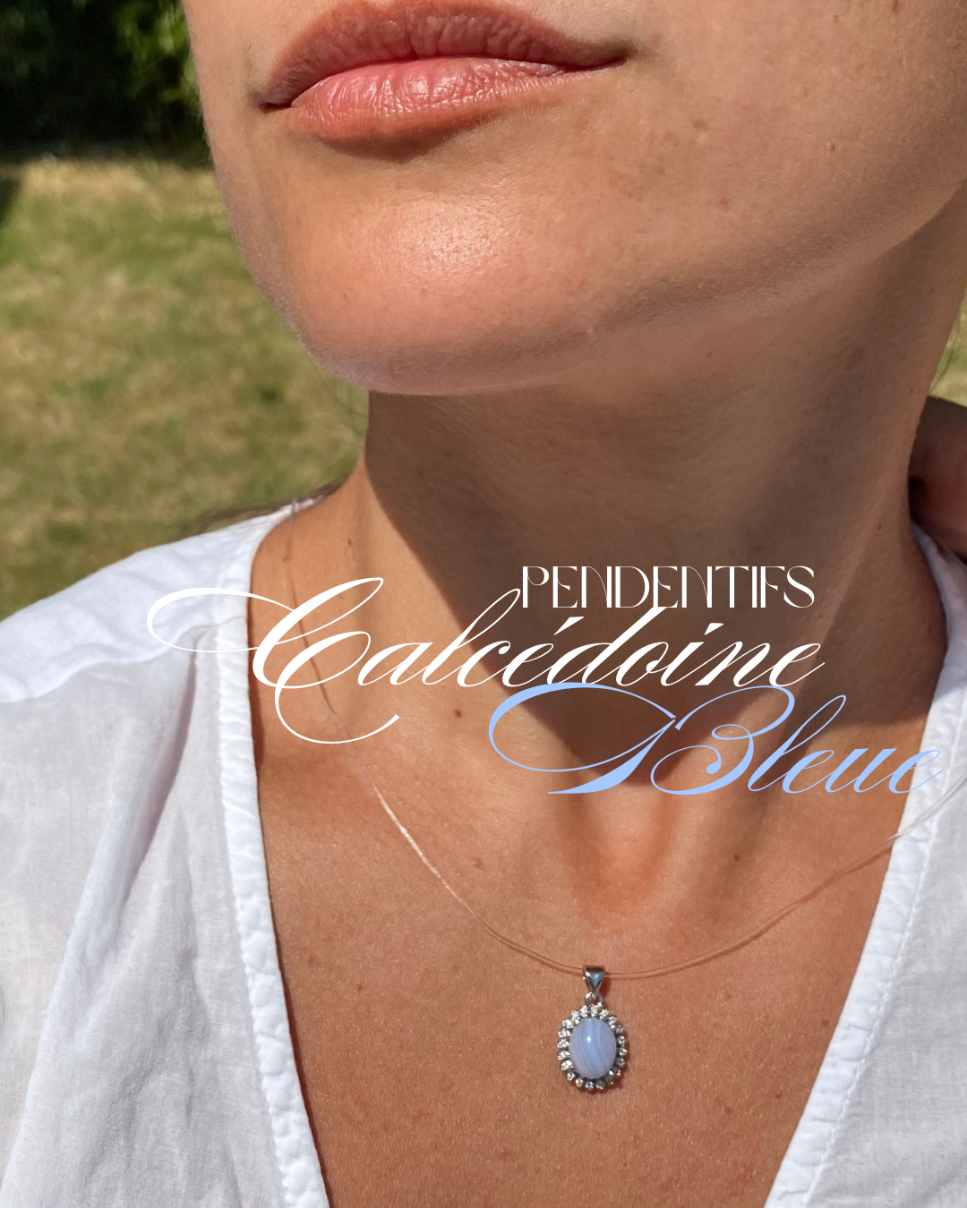 Calcédoine bleue - Pendentifs