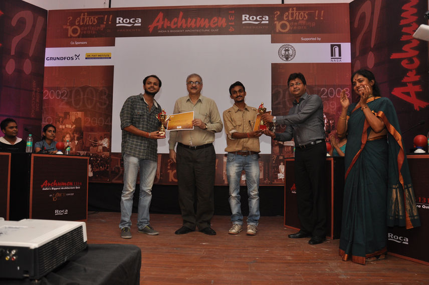 Rahul and Swapnil from GBTU Lucknow - North Zone Champions with Prof.Chetan Vaidya of SPA,