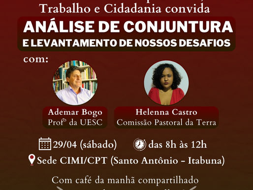 ITABUNA-BA | CONVITE DO FÓRUM DE LUTA POR TERRA, TRABALHO E CIDADANIA