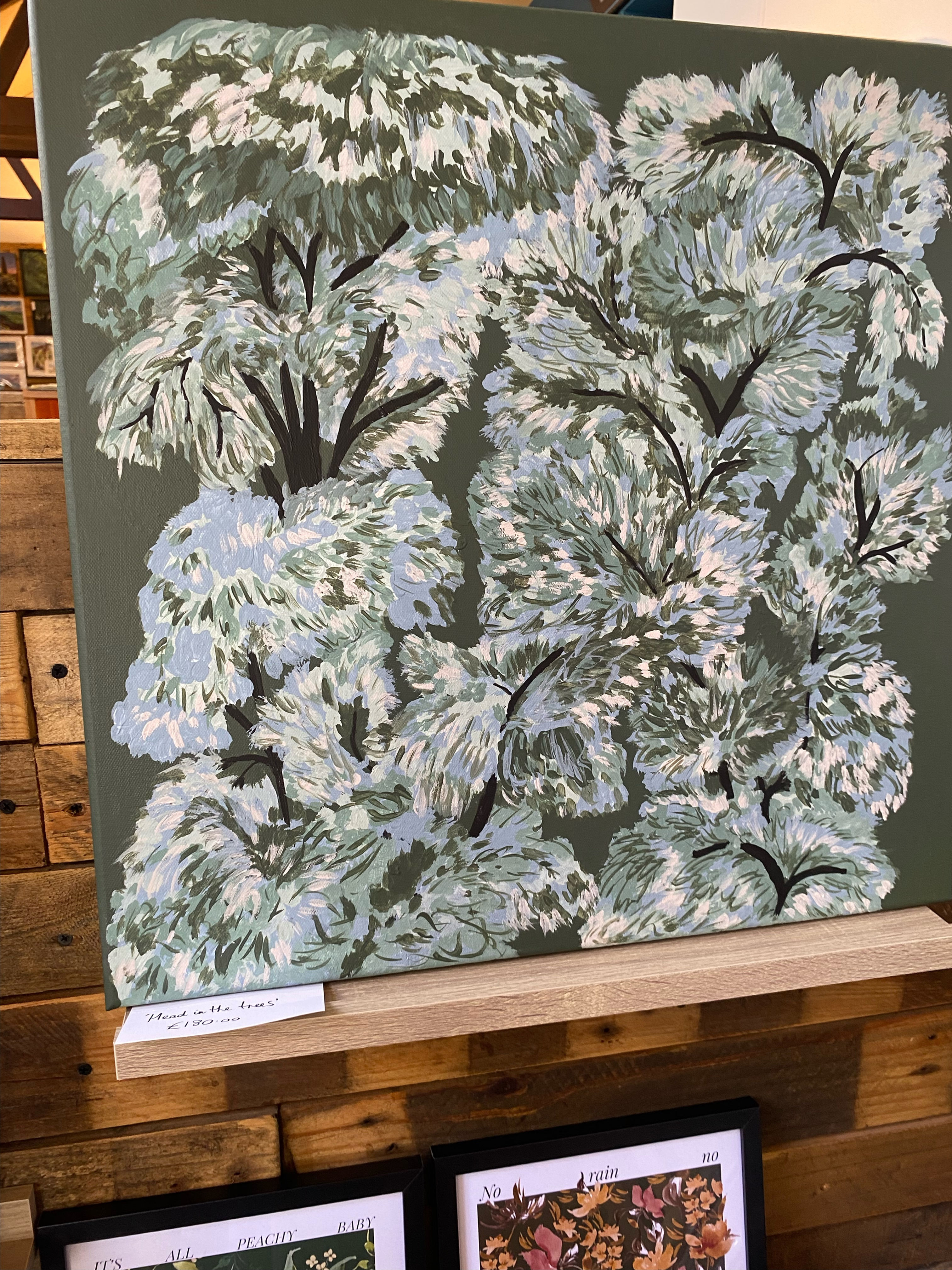 'Head in the trees'- 50cm square acrylic on canvas