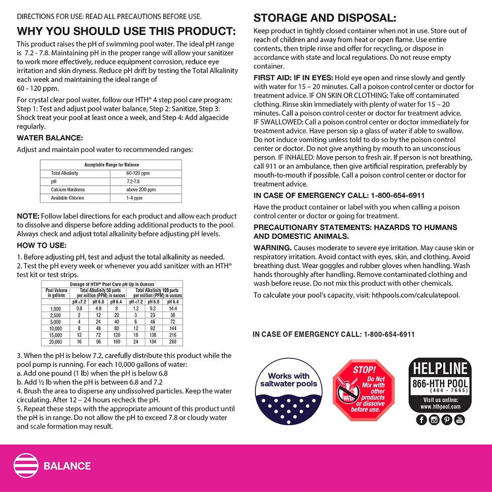 HTH™ Pool Care pH Up: pH Pool Increaser