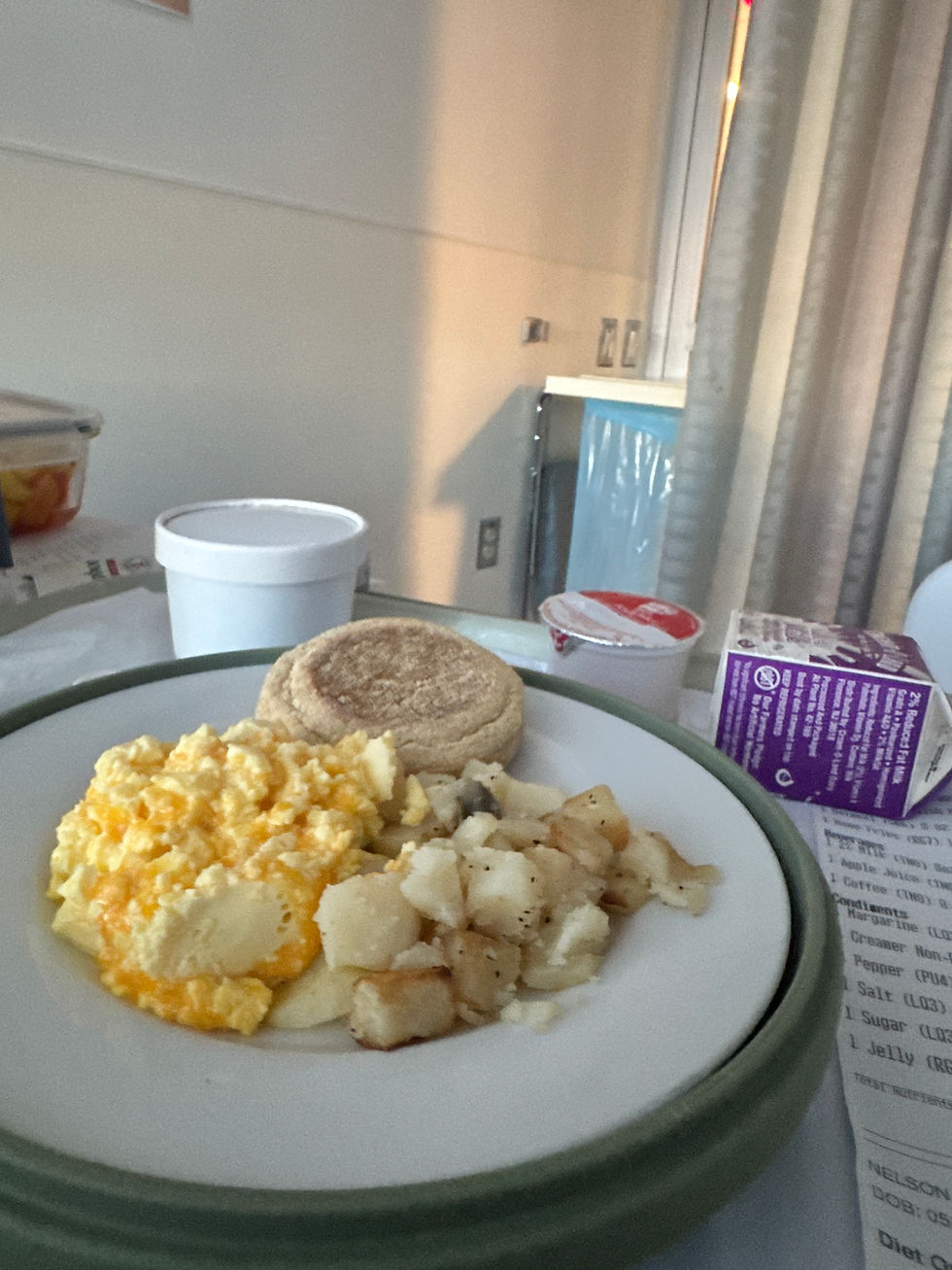 And no, I didn't touch any of the hospital food. I'd rather starve.