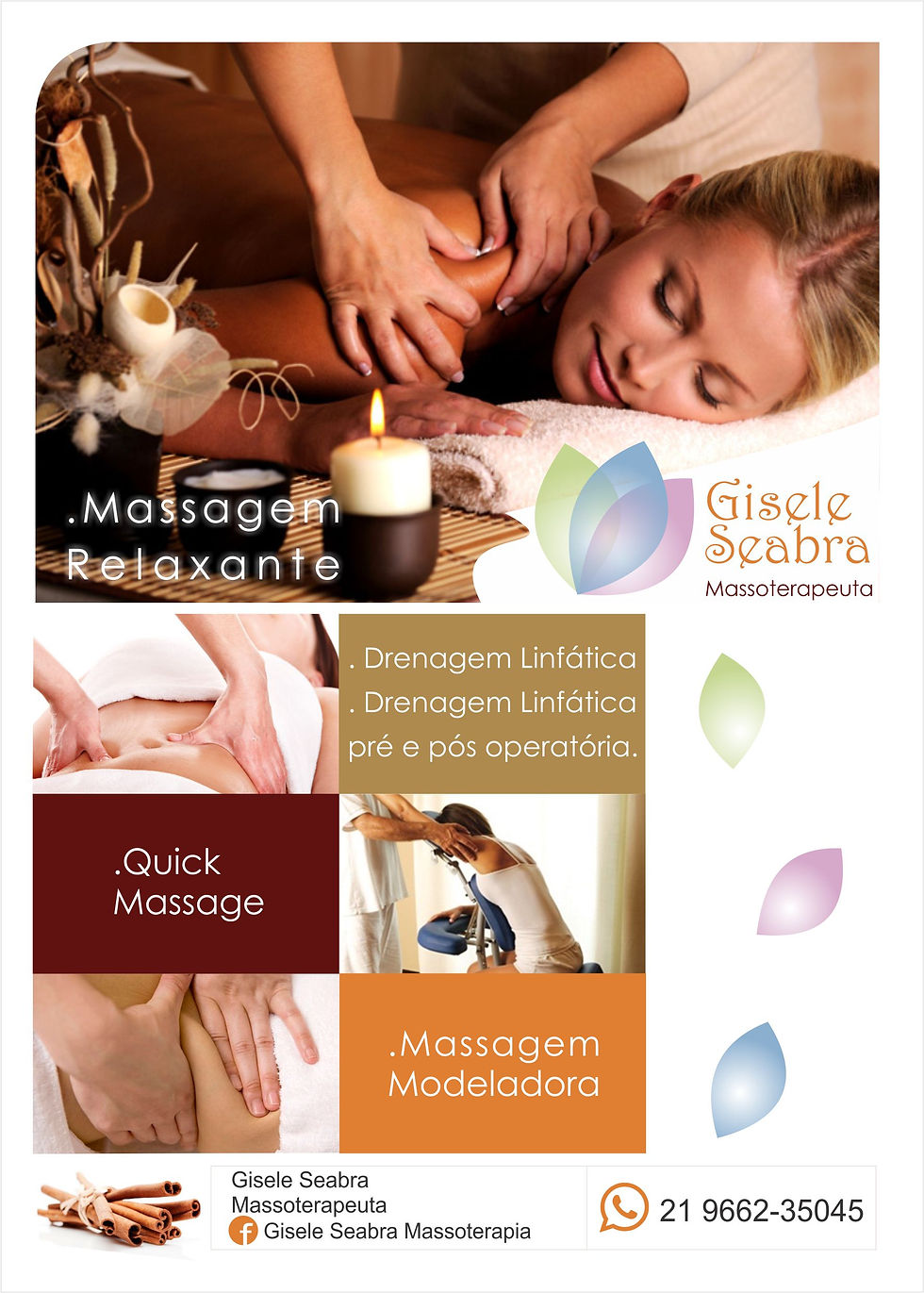 Flyer para a Massoterapeuta Gisele
