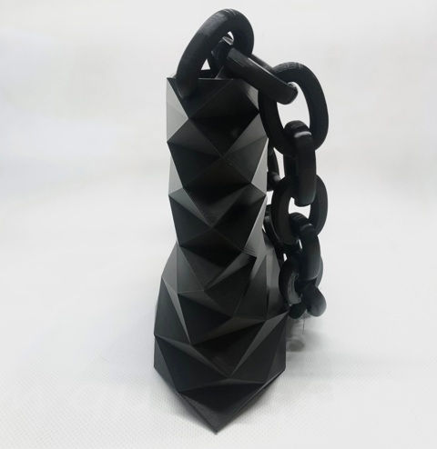Μικρογραφία: περίεργη τσάντα ώμου 3d printed μαύρη