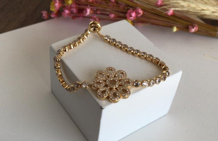 Bracelet zirconia and 18k gold-plated 