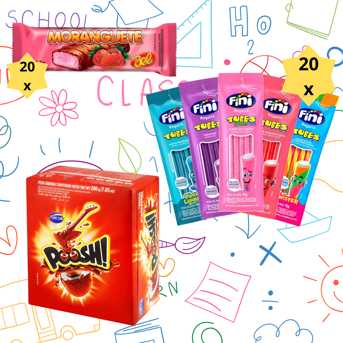 Kit Dia das Crianças 20x Moranguete Fini Tubs Poosh