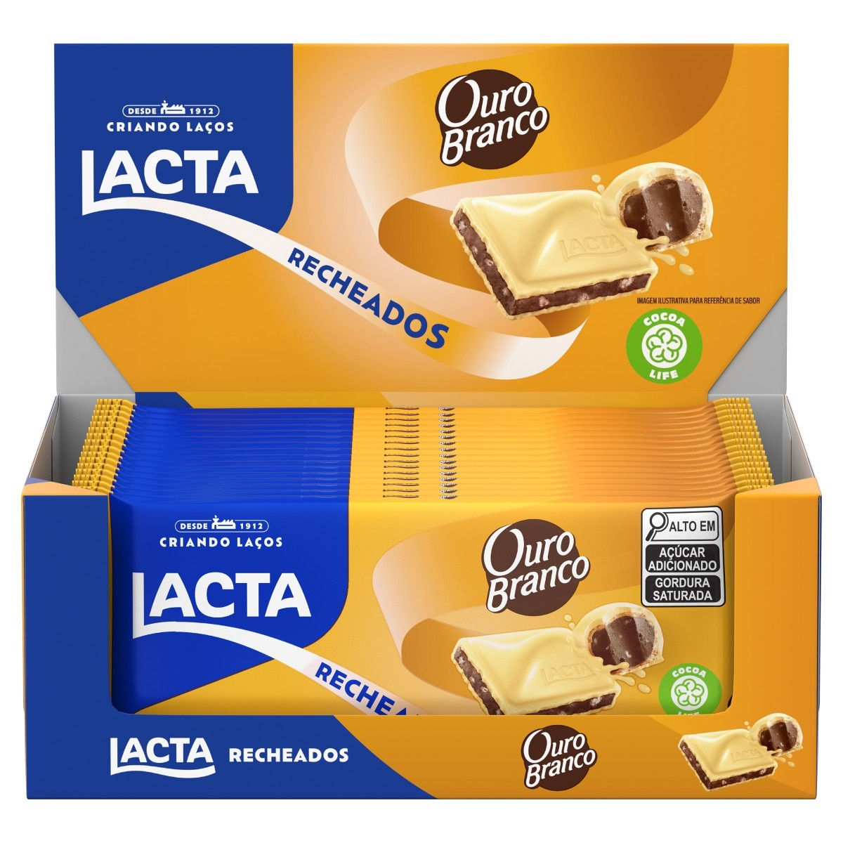 Chocolate Branco Lacta Recheado Ouro Branco 98g Display c/17 Unidades