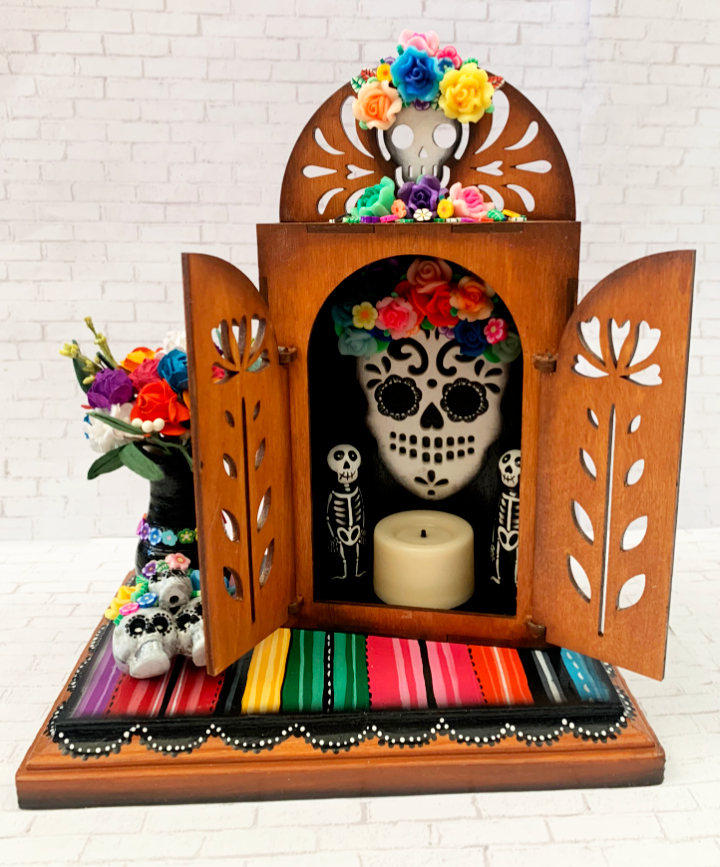 Thumbnail: Calavera Dia De Los Muertos Nicho (Serape)