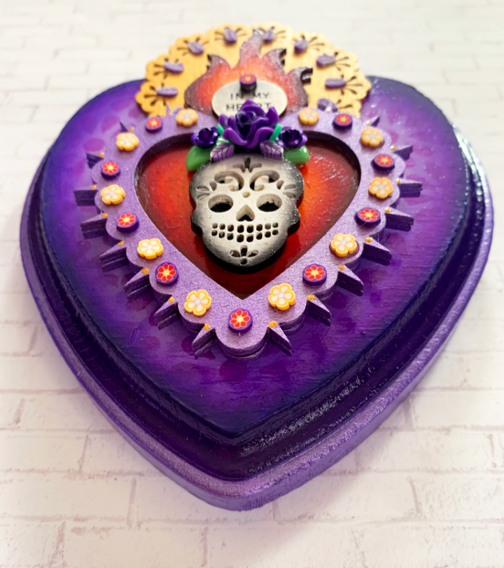 Thumbnail: In My Heart Calavera Purple Sacred Heart