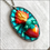 Thumbnail: Teal Oval Sacred Heart Pendant Necklace