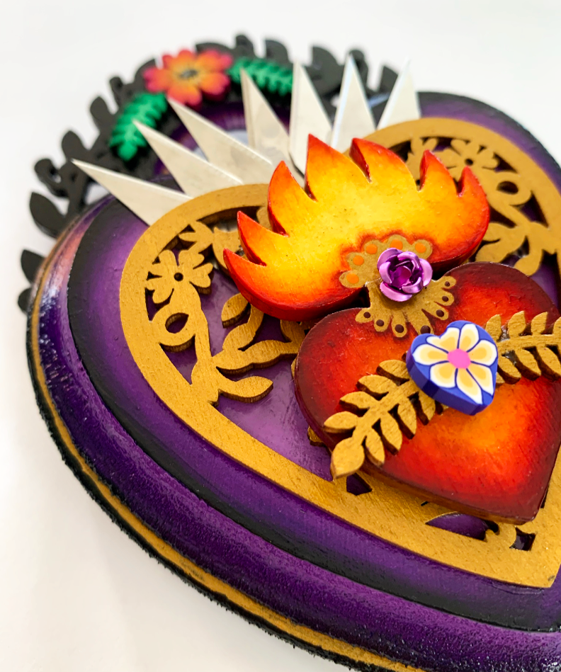 Thumbnail: Small Purple Sacred Heart with Xacto Blades