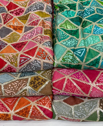 Digitally printed batik motifs on flowy Chinon – B2B fabric supplier in India