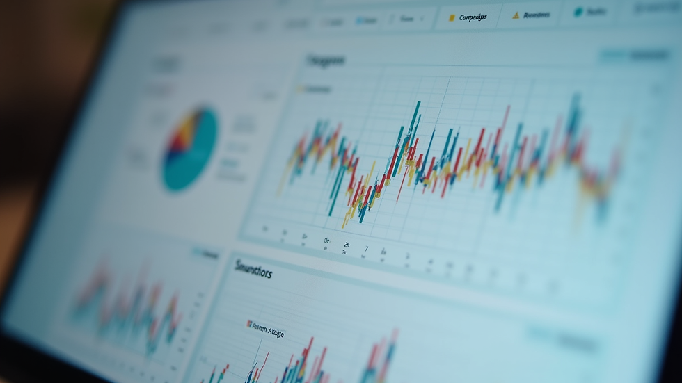 Close-up view of a digital marketing dashboard showing campaign analytics