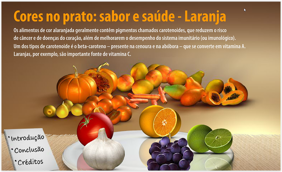 Infográfico Cores no prato: sabor e saúde