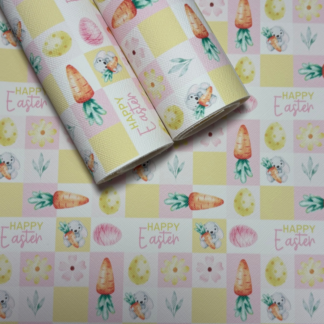 Happy Easter Pastel bunnies and carrot