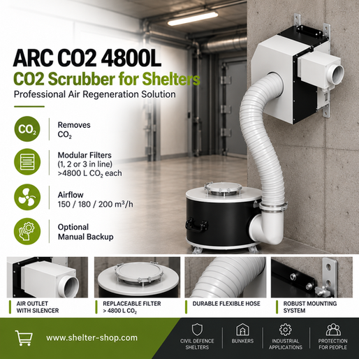 ARC CO2 4800L CO₂ Scrubber for Shelters: Professional Air Regeneration System for Civil Defence and Protected Facilities