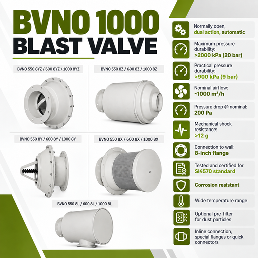 BVNO 1000 Blast Valve: Automatic Blast Protection for Protected Ventilation Systems