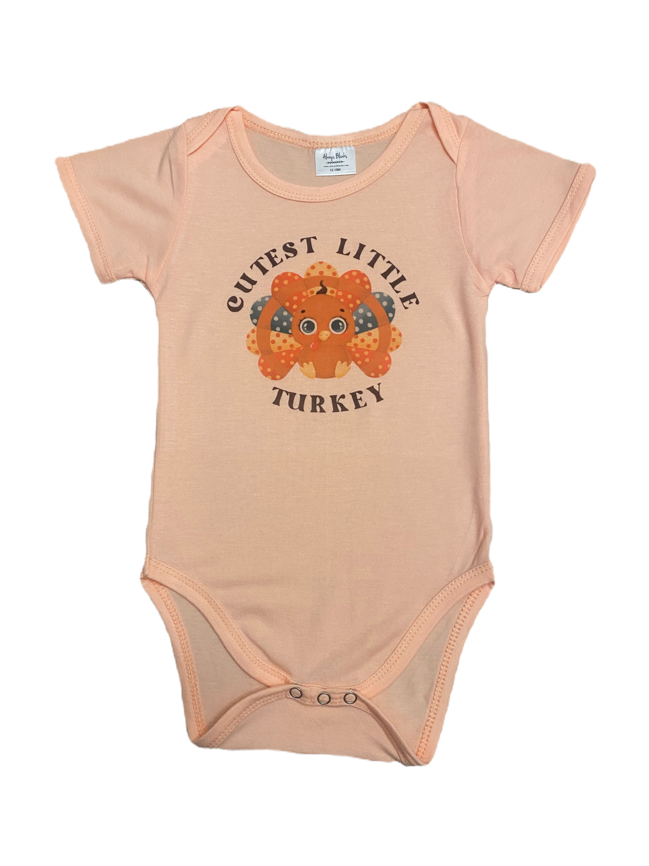 Cutest Little Turkey infant clothes onesie in peach.
