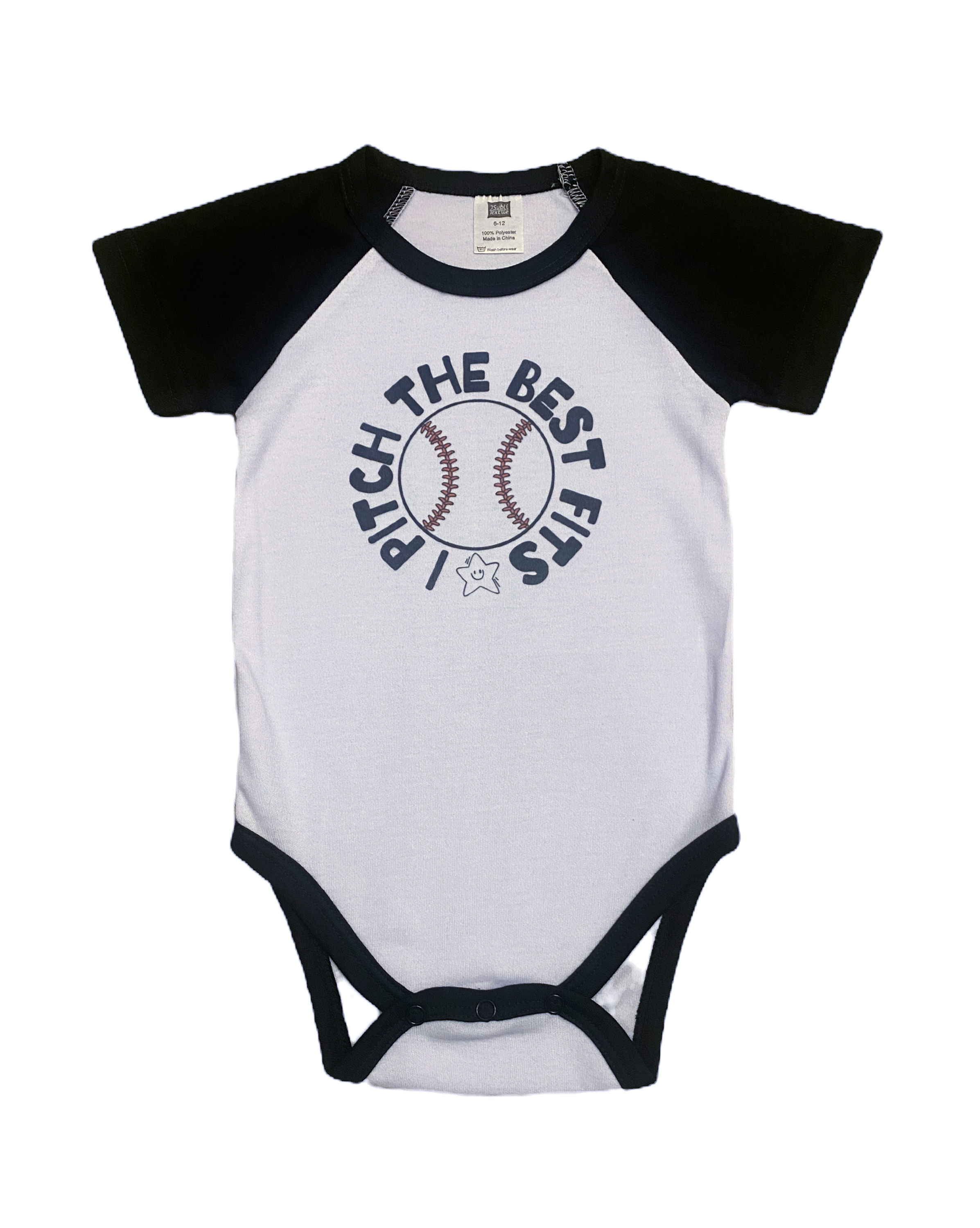 Cute infant onesies with 'I Pitch The Best Fits' text