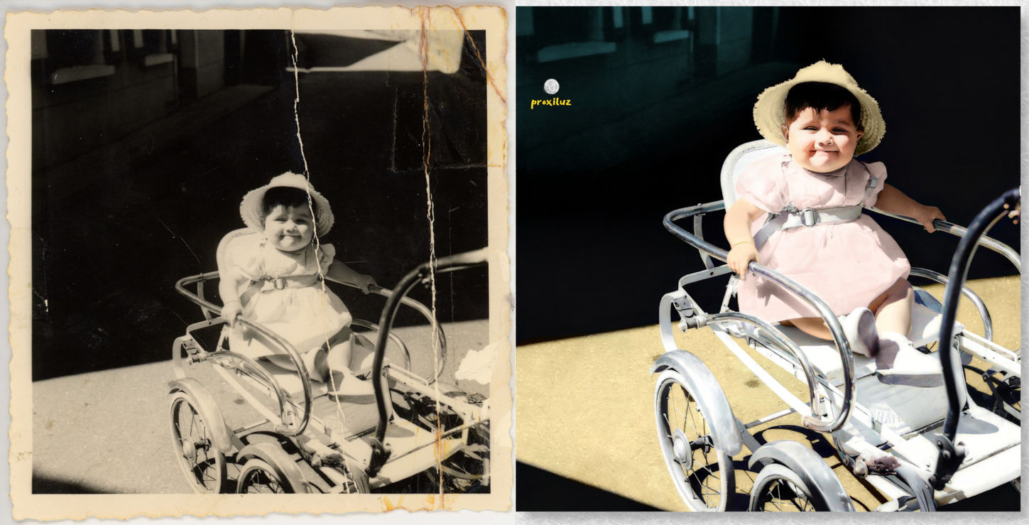 Colourisation of the photo of a 6 month old little girl